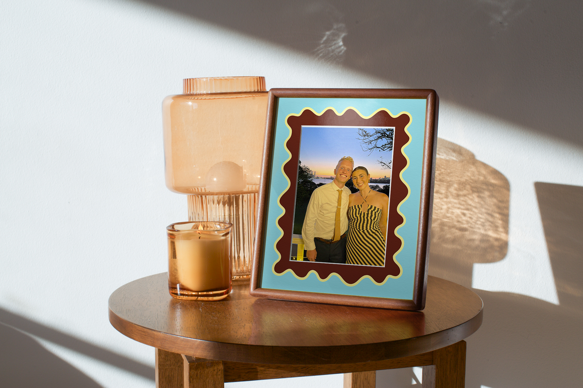 Wave Photo Mount in Blue & Brown