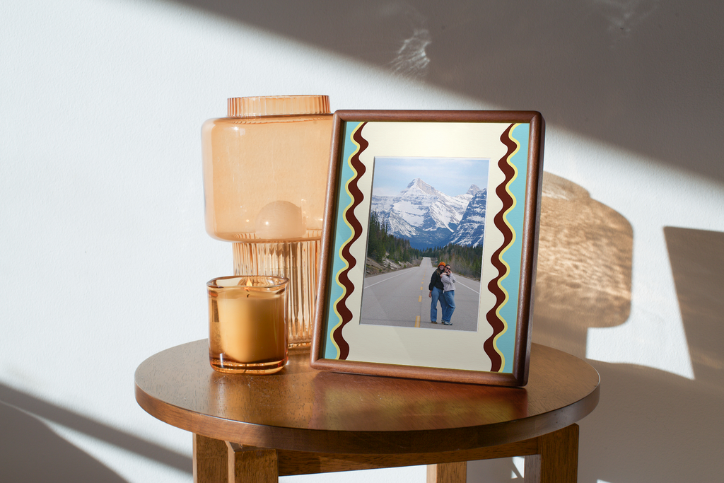 Ribbon Photo Mount in Blue & Brown