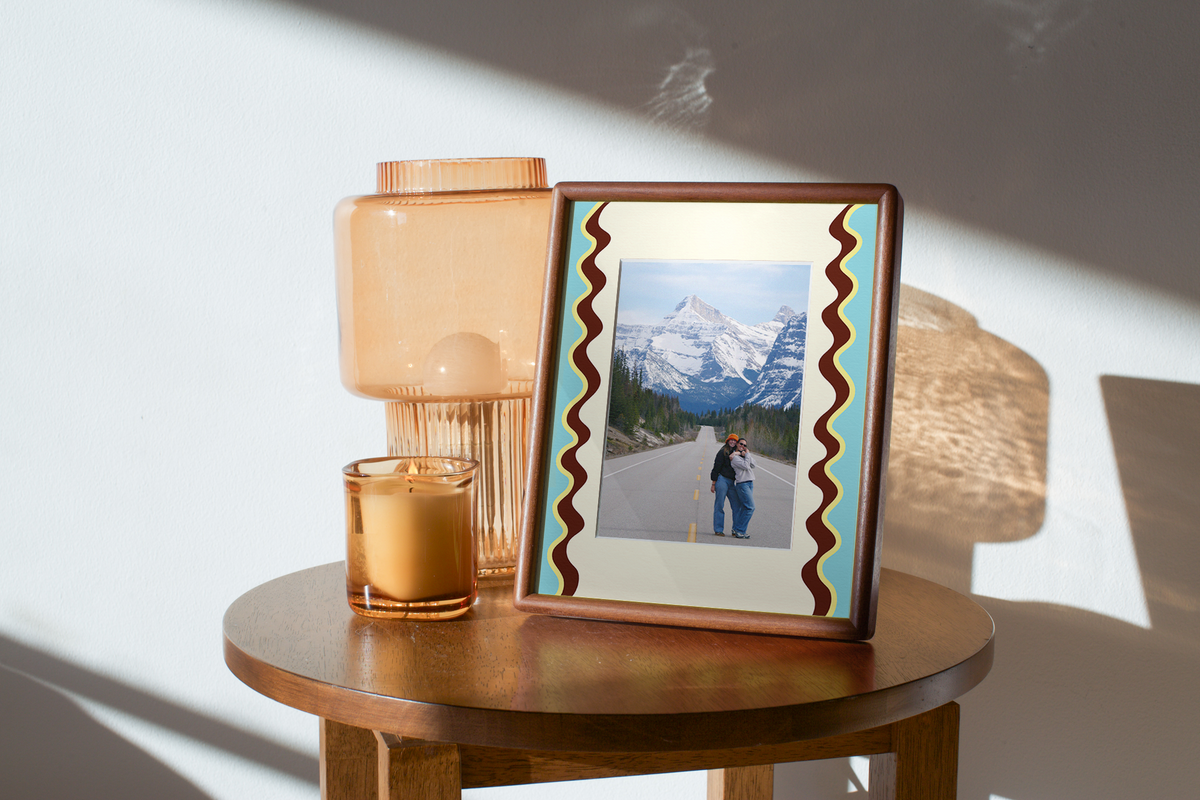 Ribbon Photo Mount in Blue & Brown