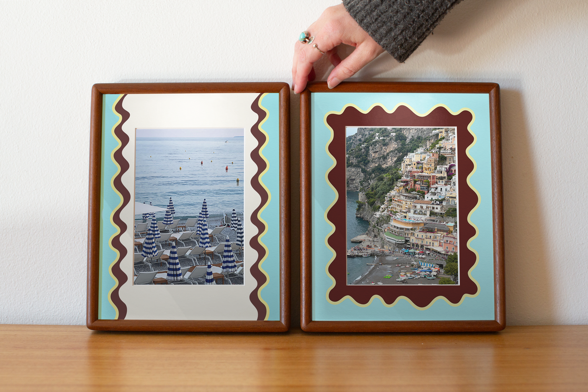 Ribbon Photo Mount in Blue & Brown