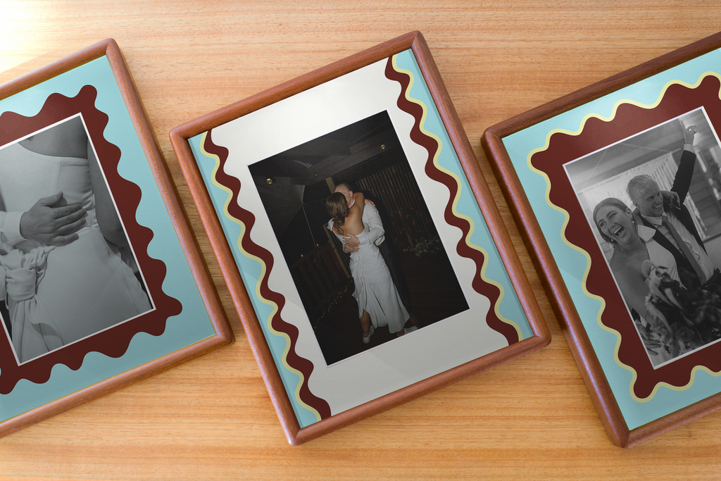 Ribbon Photo Mount in Blue & Brown